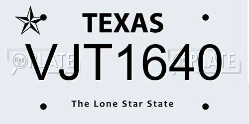 VJT1640 Texas License Plate