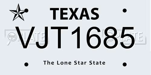 VJT1685 Texas License Plate