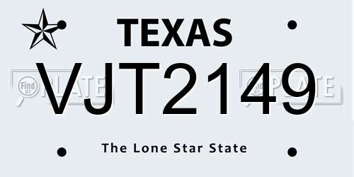 VJT2149 Texas License Plate