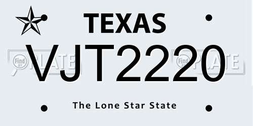 VJT2220 Texas License Plate