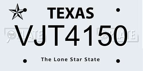 VJT4150 Texas License Plate