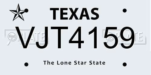VJT4159 Texas License Plate