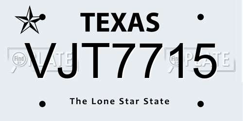 VJT7715 Texas License Plate