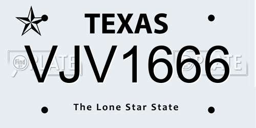 VJV1666 Texas License Plate