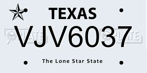 VJV6037 Texas License Plate