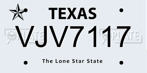 VJV7117 Texas License Plate