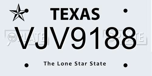 VJV9188 Texas License Plate