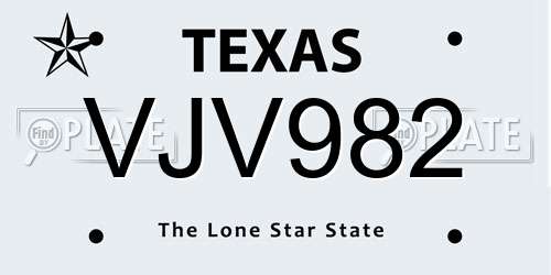 VJV982 Texas License Plate