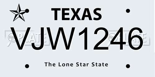 VJW1246 Texas License Plate