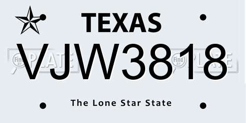 VJW3818 Texas License Plate