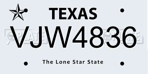 VJW4836 Texas License Plate