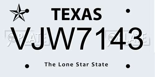 VJW7143 Texas License Plate