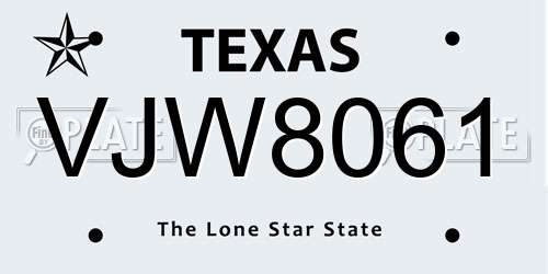 VJW8061 Texas License Plate
