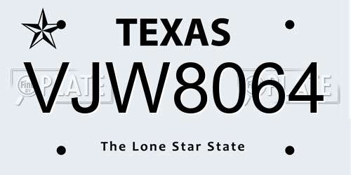 VJW8064 Texas License Plate