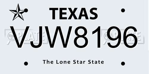 VJW8196 Texas License Plate
