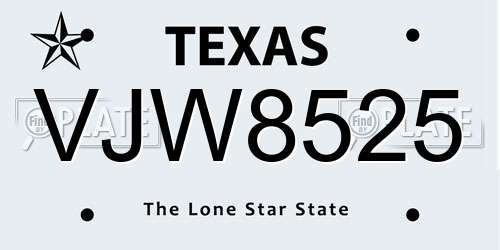 VJW8525 Texas License Plate