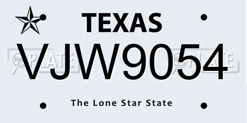 VJW9054 Texas License Plate