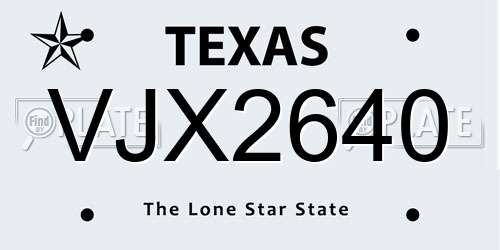 VJX2640 Texas License Plate