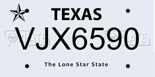 VJX6590 Texas License Plate