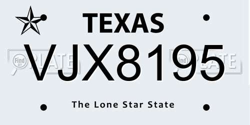 VJX8195 Texas License Plate