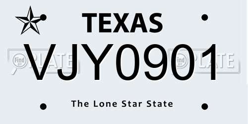 VJY0901 Texas License Plate
