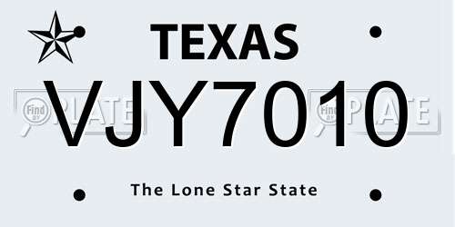 VJY7010 Texas License Plate