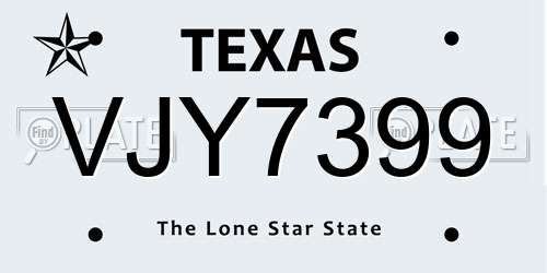 VJY7399 Texas License Plate