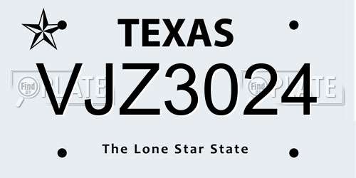 VJZ3024 Texas License Plate