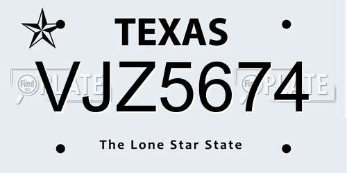 VJZ5674 Texas License Plate