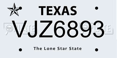 VJZ6893 Texas License Plate