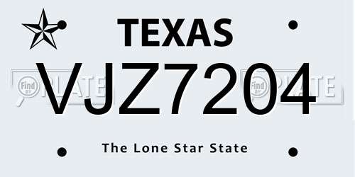 VJZ7204 Texas License Plate