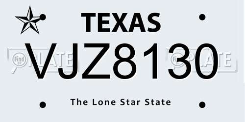 VJZ8130 Texas License Plate