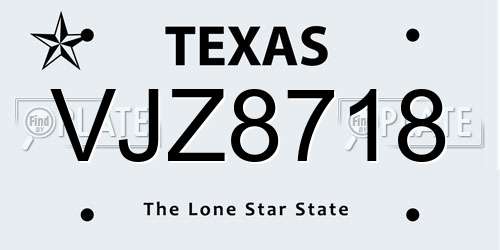 VJZ8718 Texas License Plate
