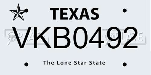 VKB0492 Texas License Plate