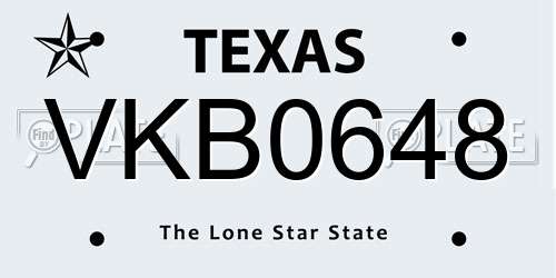 VKB0648 Texas License Plate