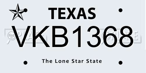 VKB1368 Texas License Plate