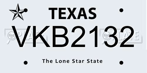 VKB2132 Texas License Plate