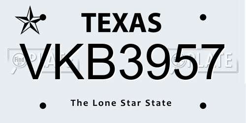 VKB3957 Texas License Plate