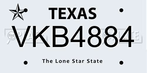 VKB4884 Texas License Plate