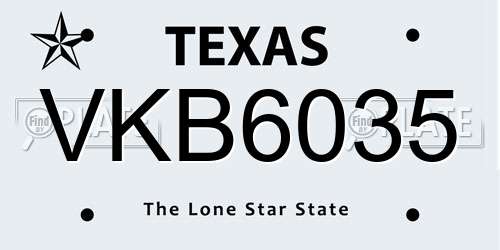 VKB6035 Texas License Plate
