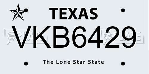 VKB6429 Texas License Plate