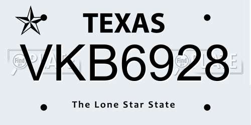 VKB6928 Texas License Plate