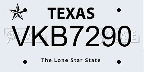 VKB7290 Texas License Plate