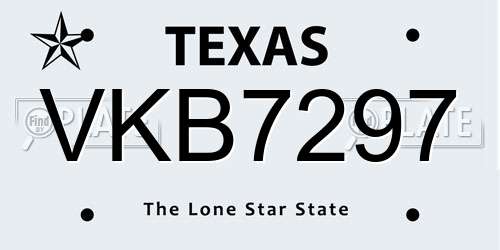 VKB7297 Texas License Plate