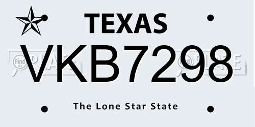 VKB7298 Texas License Plate