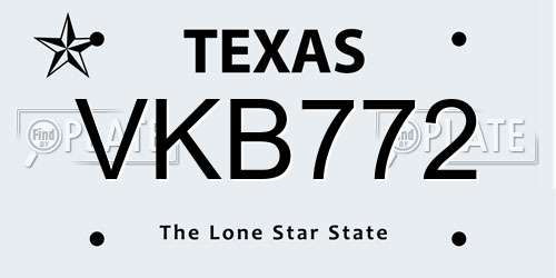 VKB772 Texas License Plate