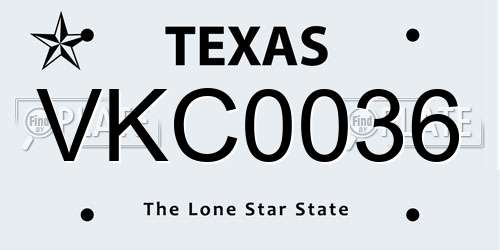 VKC0036 Texas License Plate