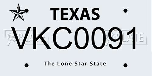 VKC0091 Texas License Plate