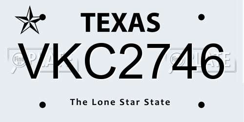VKC2746 Texas License Plate