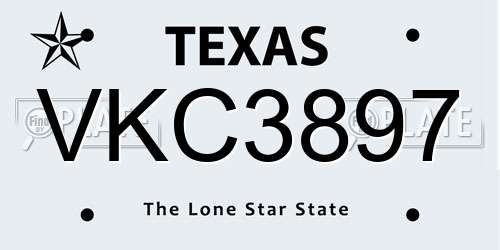 VKC3897 Texas License Plate